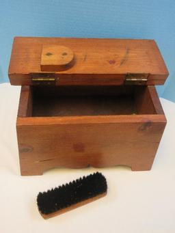 Rustic Knotty Pine Shoe Shine Box Foot Stool w/Hinged Lid & Heel Rest-9 1/2"H x 14 1/2" x 10"