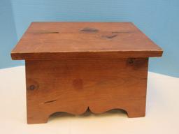 Rustic Knotty Pine Shoe Shine Box Foot Stool w/Hinged Lid & Heel Rest-9 1/2"H x 14 1/2" x 10"