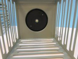 New Set of 4 Solar LED Lantern Green Sage Metal Hanging Lantern Modern Slat Design 6"H