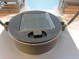 New Set of 4 Solar LED Lantern Gray Matte Metal Hanging Lantern Modern slat Design 6"H
