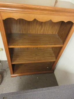 Simulated Walnut Wood Grain Tradition Bookcase w/Scalloped Trim- 48"H x 32" x 13"
