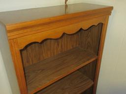 Simulated Walnut Wood Grain Tradition Bookcase w/Scalloped Trim- 48"H x 32" x 13"