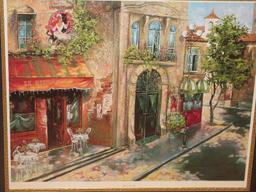 Titled "Table For Two" Le Bistro French Street Scene Fine Art Print by Mark St. John in Majestic