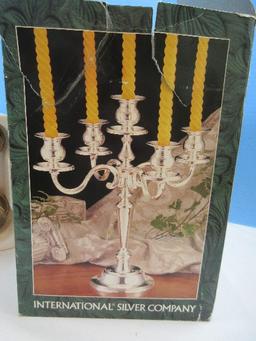 International Silver Co. 5 Lite Candelabrum Silverplated 14" Arm Spread Candelabra 13"