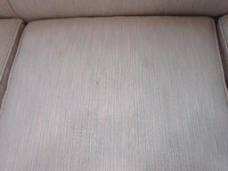 Depression Era Style Sofa Flared Arms Mahogany Trim & Legs 32"H x 76"