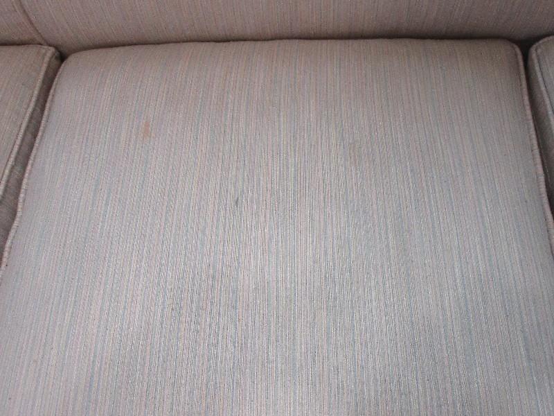 Depression Era Style Sofa Flared Arms Mahogany Trim & Legs 32"H x 76"