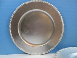 Set 9 Decorative Silverleaf Stylized 13" Charge Plates Rope Trim Rim
