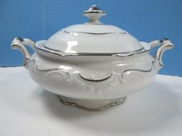 3 pcs. Shumann-Bavaria Fine China Platinum Scroll Pattern 9 3/4" Vegetable Bowl and Round