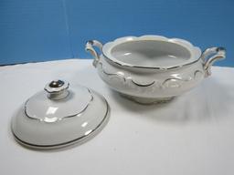 3 pcs. Shumann-Bavaria Fine China Platinum Scroll Pattern 9 3/4" Vegetable Bowl and Round