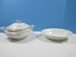 3 pcs. Shumann-Bavaria Fine China Platinum Scroll Pattern 9 3/4" Vegetable Bowl and Round