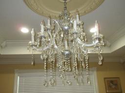 Exquisite 13 Candle Crystal Chandelier Luxurious Curvaceous Shape Arms Heavily Adorned