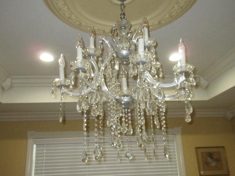 Exquisite 13 Candle Crystal Chandelier Luxurious Curvaceous Shape Arms Heavily Adorned