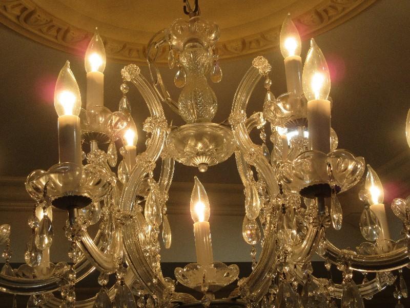 Exquisite 13 Candle Crystal Chandelier Luxurious Curvaceous Shape Arms Heavily Adorned