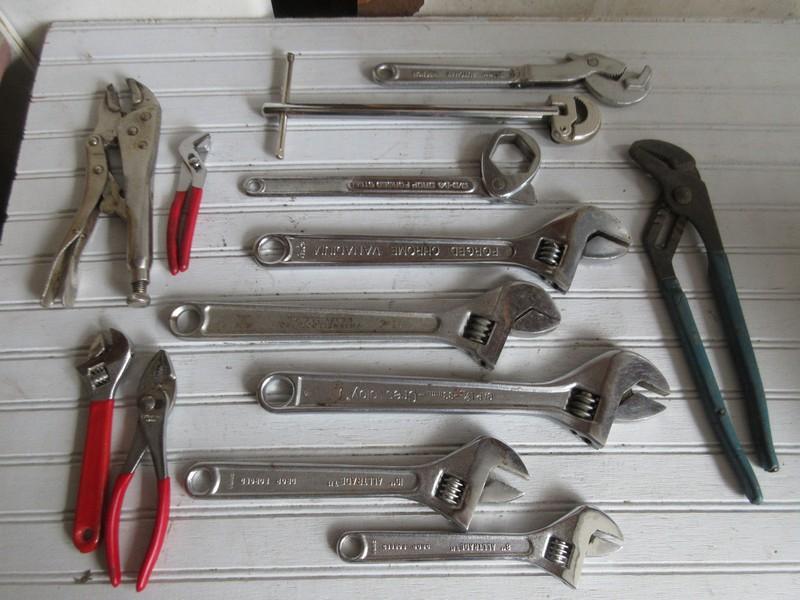 Lot Basin Wrench, Adjustable Crescent Wrenches, Multi Wrench Tool Vise Grip Etc.