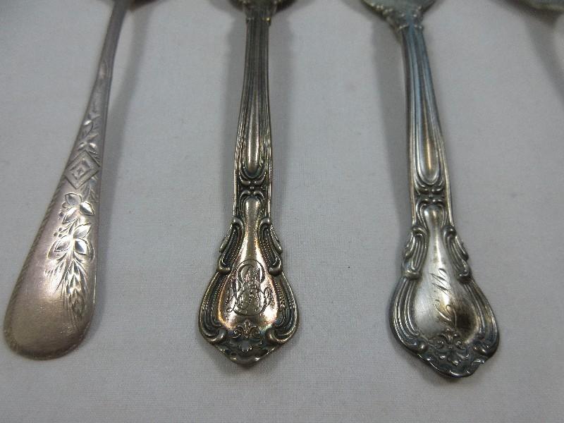 6pcs Sterling Silver Flatware 2 Gorham Chantilly Pattern 1895 Teaspoons w/Monogram, Spoon w/