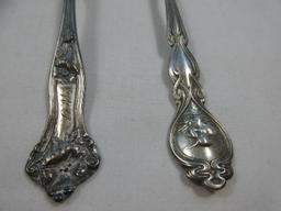 6pcs Sterling Silver Flatware 2 Gorham Chantilly Pattern 1895 Teaspoons w/Monogram, Spoon w/