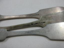 5 Antique Coin Silver Fiddle Thread Teaspoons w/Monogram & 4 Cody