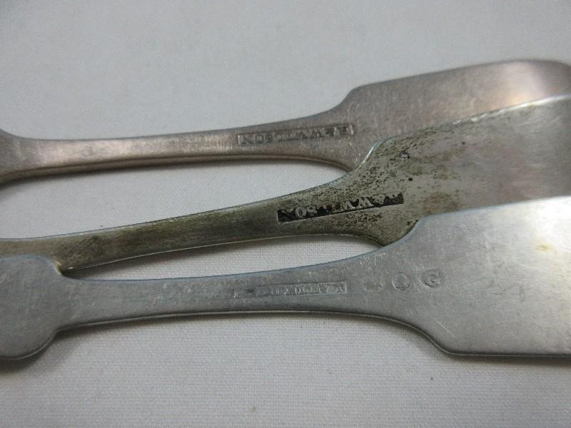 5 Antique Coin Silver Fiddle Thread Teaspoons w/Monogram & 4 Cody
