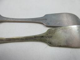 5 Antique Coin Silver Fiddle Thread Teaspoons w/Monogram & 4 Cody