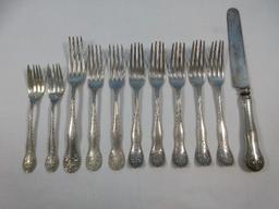 11pcs Gorham Sterling Silver Lancaster Pattern Flatware Forks & Knife-Wgt. 318G+/-