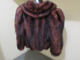 Designer Dark Brown Mink Fur Shrug Half Jacket-No Labels. Collar to Waist Approx 18"L