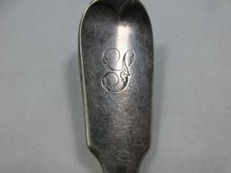 British Hallmark Sterling Silver Lion Passant Mark Fish Serving Fork Monogram- Approx 10"-