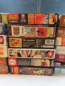 Lot 20 Various Jigsaw Puzzles and Portapuzzle Caddy Board Zozoville and Others