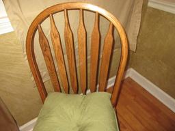 Classic Oak Paddle Back Windsor Style Desk Chair on Casters