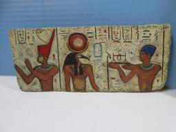 Toscano Set of 3 Ancient Egyptian Replica Wall D‚cor Plaques Coronation of Pharaoh 9" x 7 1/8",