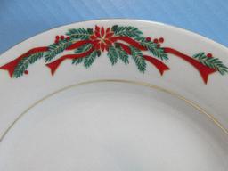 20 pcs. Fairfield Fine China Poinsettia and Ribbon w/ Greenery Pattern Christmas Dinnerware