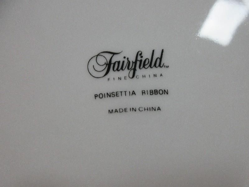 20 pcs. Fairfield Fine China Poinsettia and Ribbon w/ Greenery Pattern Christmas Dinnerware