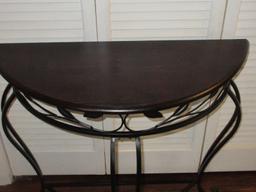 Post Modern Console Demilune Entry/Accent Half Round Table Oil Rubbed Bronze Finish Vine