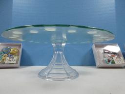 6pc Set Demdaco Silvestri 13"D Glass Fusion Pedestal Pop-Ins 5"H Cake Stand w/5 Interchangeable