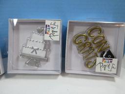 6pc Set Demdaco Silvestri 13"D Glass Fusion Pedestal Pop-Ins 5"H Cake Stand w/5 Interchangeable