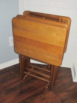 4pc Set 3 Fold TV Trays w/Stand