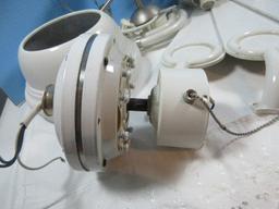 Lot Ceiling Fan w/Light Fixture, Misc Hardware Magnets, Brass Hooks, Kickdown Door Stop etc.