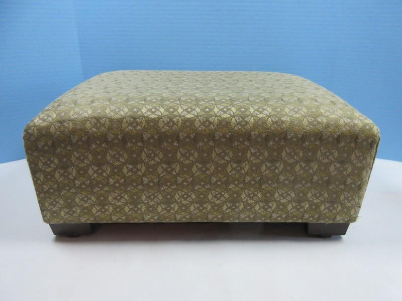 Claremont Furniture Depression Era Style Footstool Geometric Diamond Pattern Upholstery-