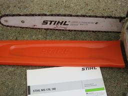 Stihl MS170 Gas Powered 16" Chain Saw w/Guard, Tool & Booklet Manual