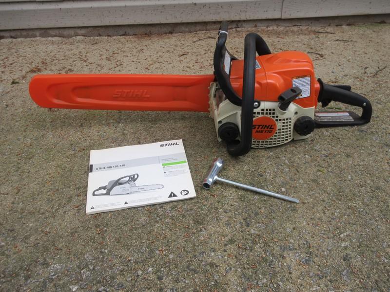Stihl MS170 Gas Powered 16" Chain Saw w/Guard, Tool & Booklet Manual