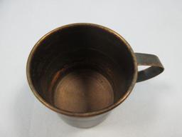 Scarce Find 2" Early Copper Cup w/Applied Curved Handle