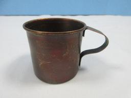 Scarce Find 2" Early Copper Cup w/Applied Curved Handle