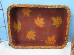 Lot Basket/Wicker Wooden Serving Tray, Round 12" Bread Basket, 3 Tier Dessert Stand, Versatile