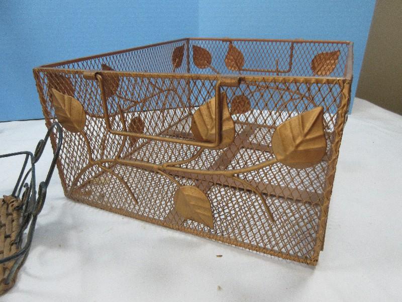 Lot Basket/Wicker Wooden Serving Tray, Round 12" Bread Basket, 3 Tier Dessert Stand, Versatile