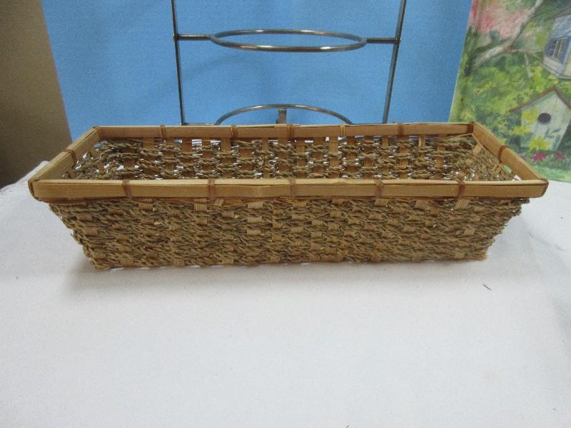 Lot Basket/Wicker Wooden Serving Tray, Round 12" Bread Basket, 3 Tier Dessert Stand, Versatile