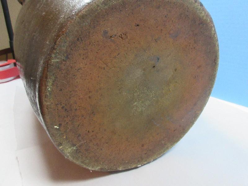 Early 5 Gallon Pottery Stoneware Butter Churn w/Lid & Wooden Dasher Unique Two Tone Glaze