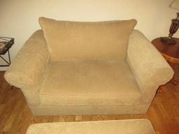 2pc Contemporary Oversized Lounge Arm Chair Sleeper Pull-Out w/Matching Storage Ottoman