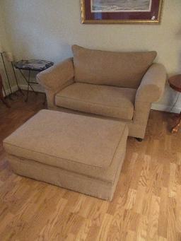 2pc Contemporary Oversized Lounge Arm Chair Sleeper Pull-Out w/Matching Storage Ottoman