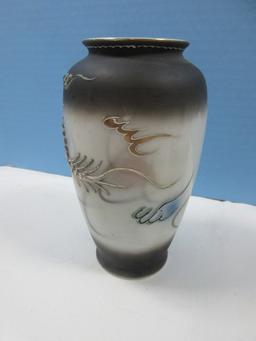 3pcs Porcelain Moriage Dragonware Design 6 1/2" Vase & Rectangular Vanity Dresser Trinket Box