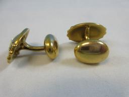 Pair 14kt Gold Cuff Links Art Nouveau Starburst w/Center Diamond