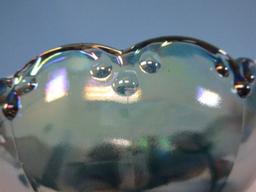 Indiana Blue Carnival Pressed Glass Garland Pattern Scalloped Edge Teardrop Design 7 1/2"